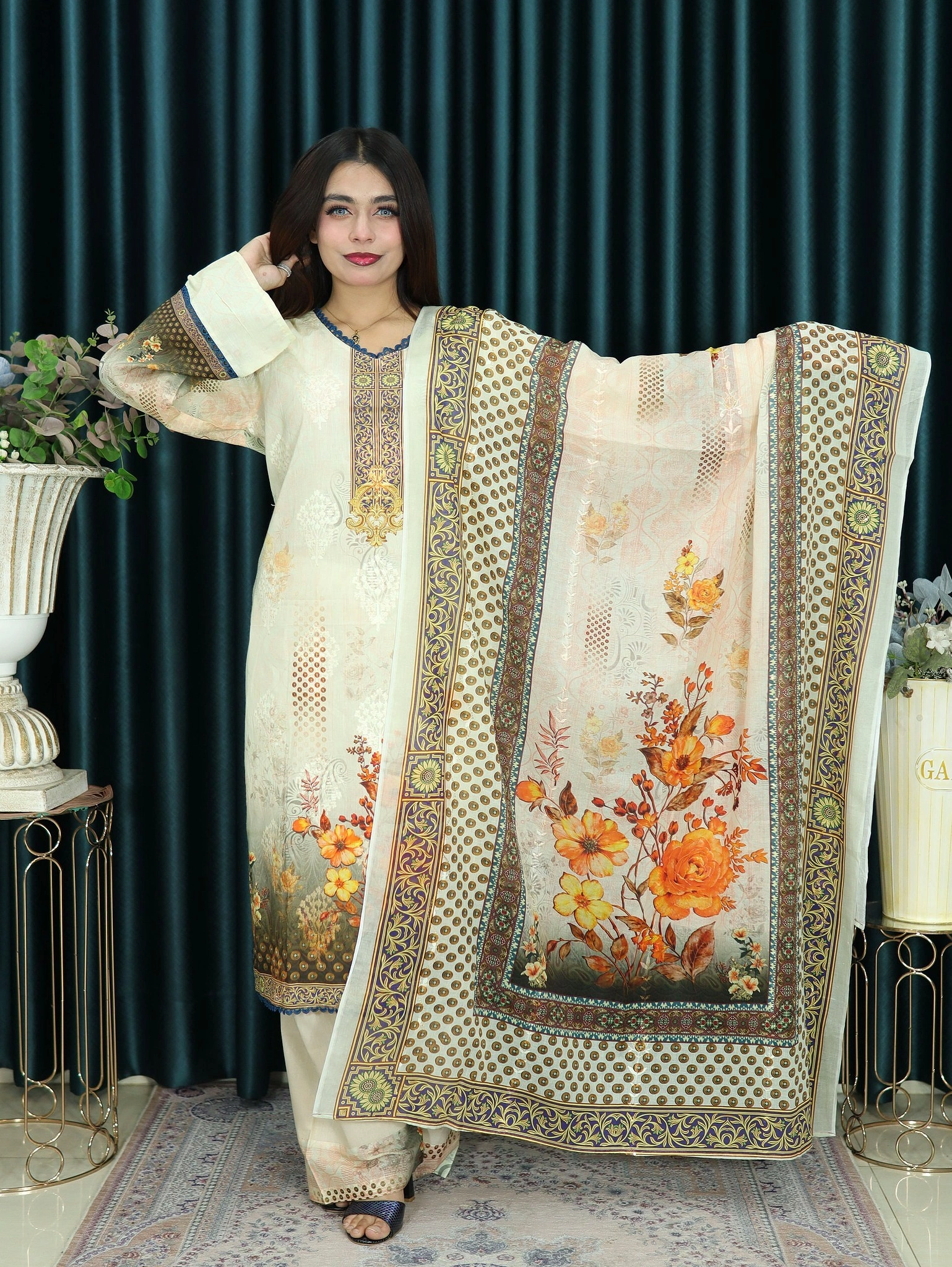 আনরেডি এমব্রয়ডারি CODE 109 CREAM COLOUR